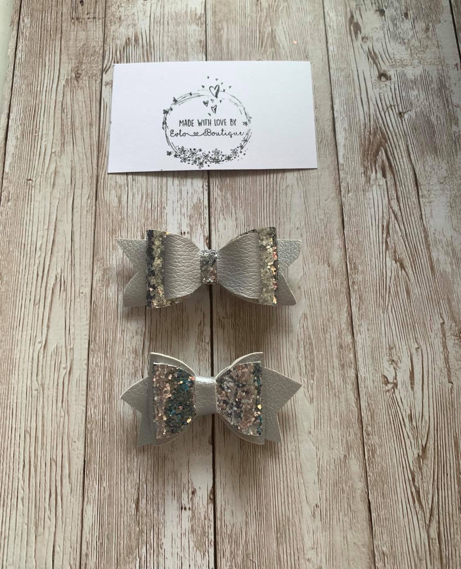 Beautiful Silver Glitter Hair Bow Etsy UK