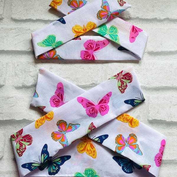Beautiful Butterfly Headband/Rainbow Headband/Colourful Butterfly/Hair wrap/Cotton print/Locally sourced fabric/Bendy/Twisty hair accessorie
