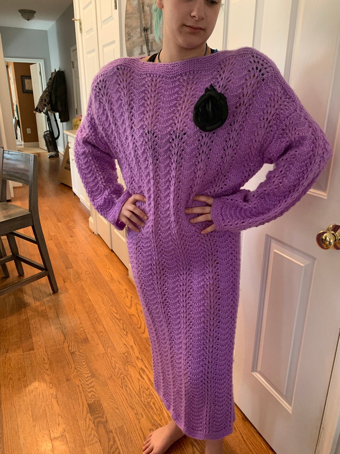 Handmade Long Purple Knit Dress LXL Etsy