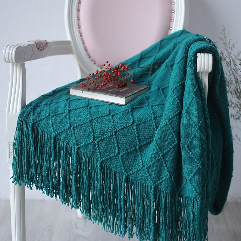 Handmade Throw Blanket 50 X 60in Soft Decorative Knitted Etsy