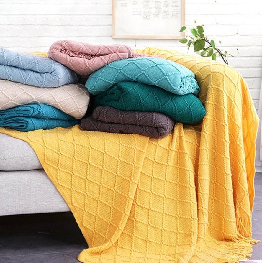 Handmade Throw Blanket 50 X 60in Soft Decorative Knitted Etsy