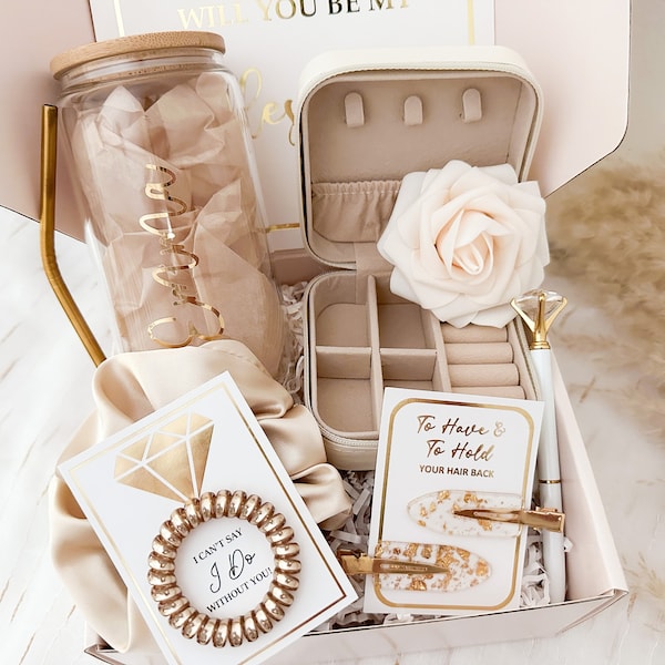 Gold Will You Be My Bridesmaid Proposal Box Set, Personalized Bridesmaid Gift Box Set Matron of Honor Maid of Honor Bridesmaid Glass Tumbler