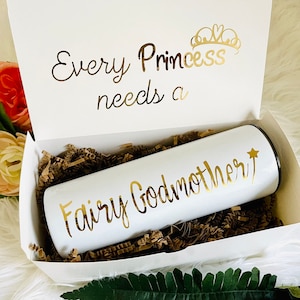 Every Princess Needs a Fairy Godmother Proposal Box with Tumbler, Godmother Gift Box, Personalized Godmother Gift, God mom gift, Godmom gift