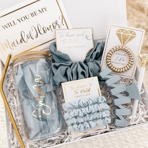 Bridesmaid Proposal with Jewelry Box, Will You Be My Bridesmaid Personalized Gift Box Set Matron of Honor Maid of Honor with Glass Tumbler