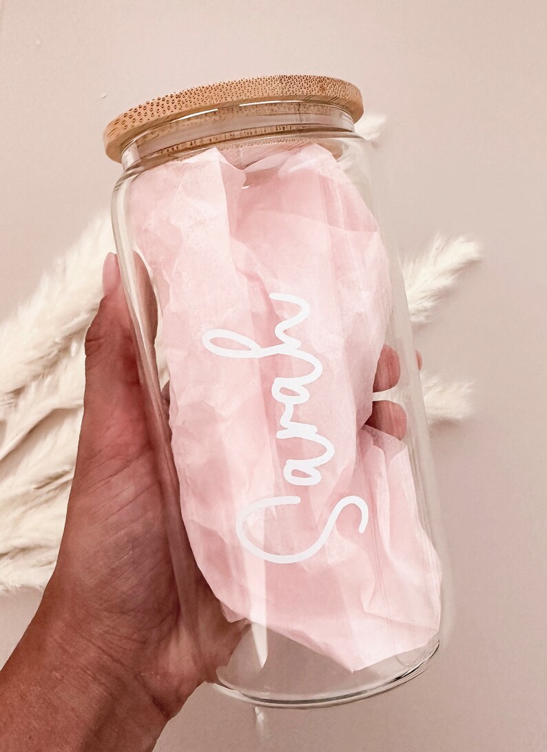 Glass Tumbler With Lid and Straw Personalized Iced Coffee Cup Etsy