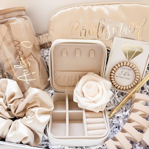 Bridesmaid Proposal with Jewelry Box, Will You Be My Bridesmaid Personalized Gift Box Set Matron of Honor Maid of Honor with Glass Tumbler