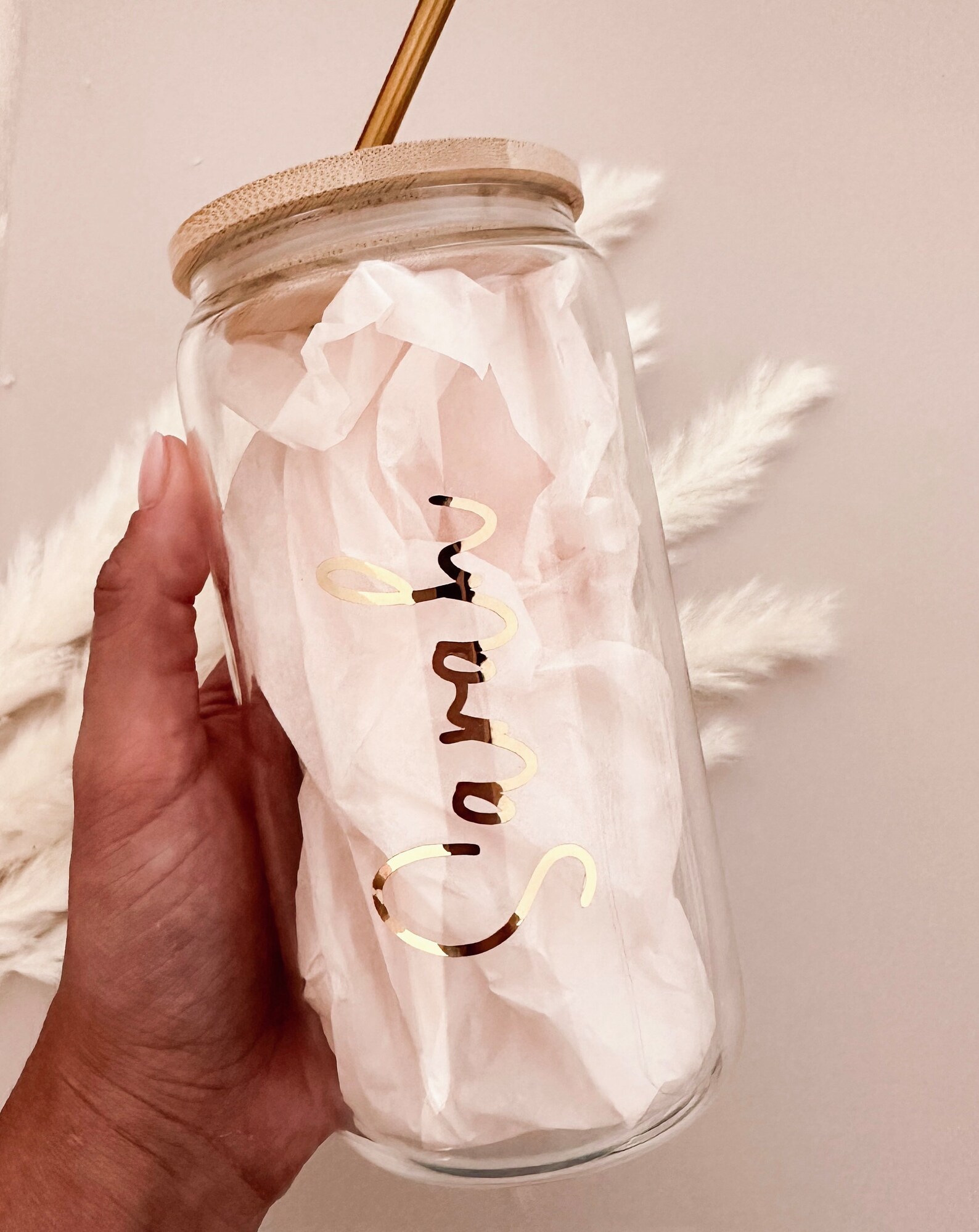 Glass Tumbler With Lid and Straw Personalized Iced Coffee Cup Etsy