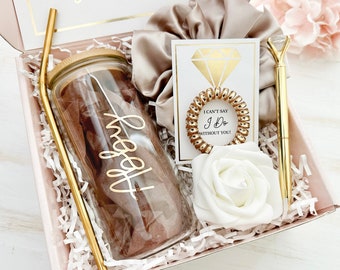 Gold Will You Be My Bridesmaid Proposal Box Set, Personalized Bridesmaid Gift Box Set Matron of Honor Maid of Honor Bridesmaid Glass Tumbler