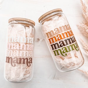 Mama/Mom Glass Can Tumbler with Bamboo Lid & Straw – Georgia Jean Boutique  & Co. LLC.