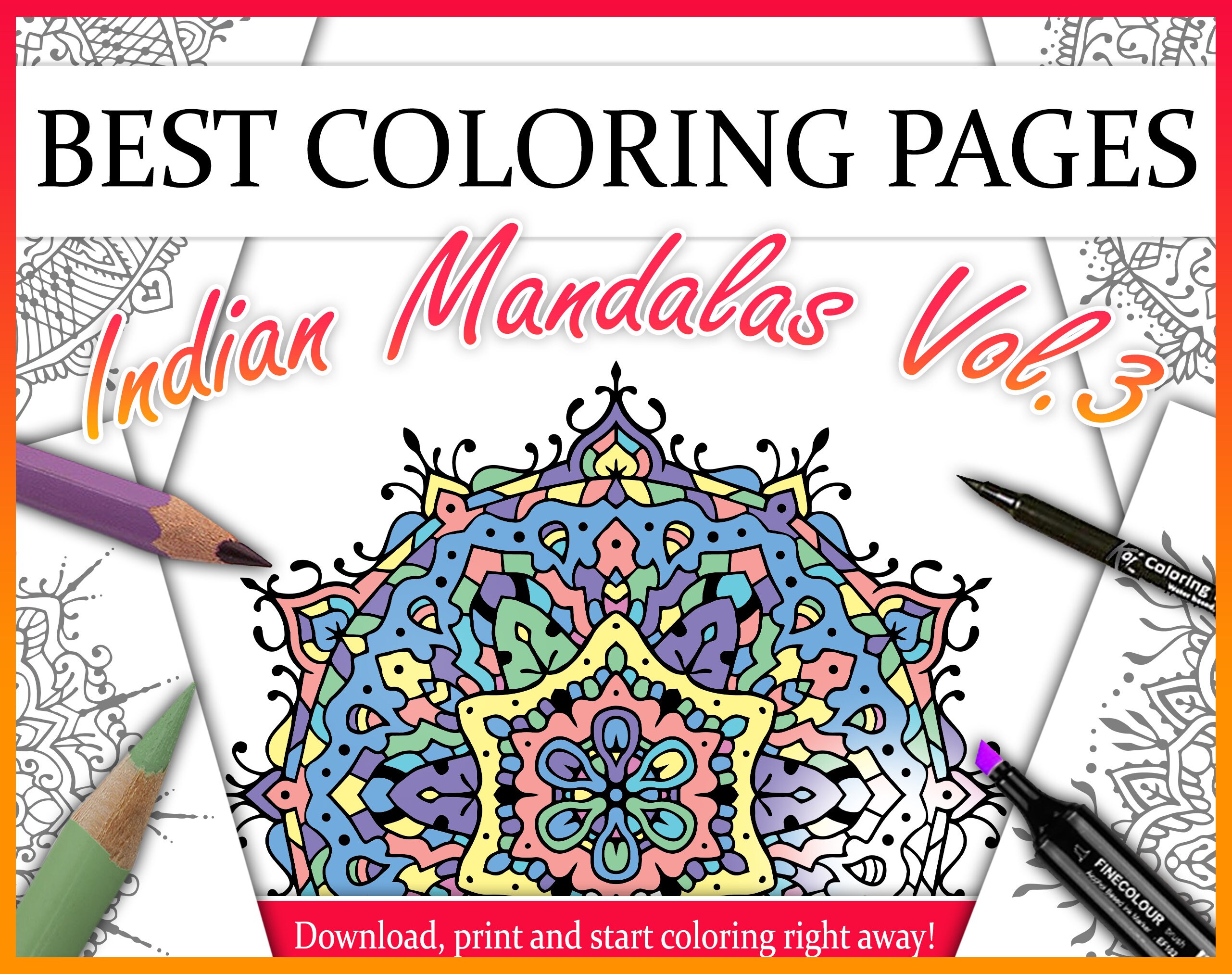 Indian Mandalas Vol.3 Printable Indian Mandalas to color | Etsy