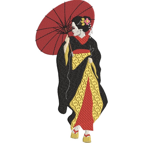 Geisha embroidery file - Digital Download -  Machine Embroidery - Instant Download - pes - jef - exp - dst - hus - xxx - pcs - vip- vp3