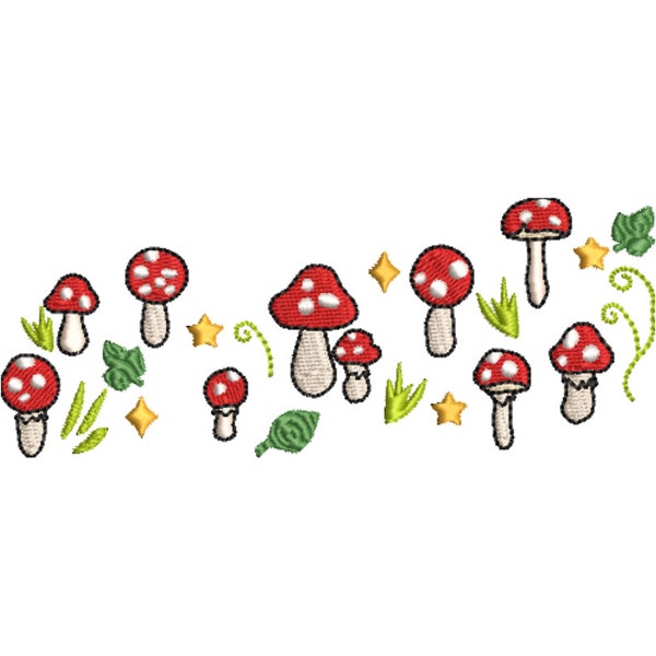 red mushroom white spots embroidery file two sizes - Digital Download -  Machine Embroidery - Instant Download - pes - jef - exp - dst -