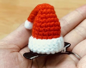 Crochet Christmas Hat Hair Clip