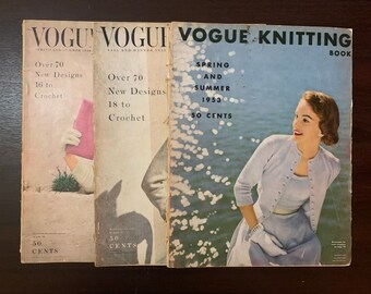 Lot of 3 Vogue Knitting Magazine 1953 1954