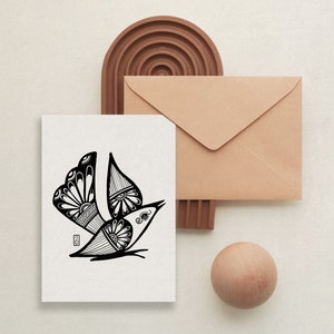 Tarjeta de felicitación imprimible, descarga instantánea de tarjetas para todas las ocasiones, tarjeta de descarga digital, pájaro de arte popular mexicano moderno, tarjeta minimalista