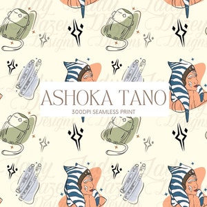 Ashoka Tano Seamless Digital Pattern Design For Paper Fabric
