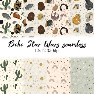 Boho Star Wars Seamless Patterns Digital Pattern Bundle Fabric