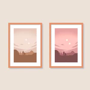 The Desert of Tatooine - Digital Print - 18&quot;x24&quot; - Star Wars Series - Taupe & Pink - Two Print Bundle