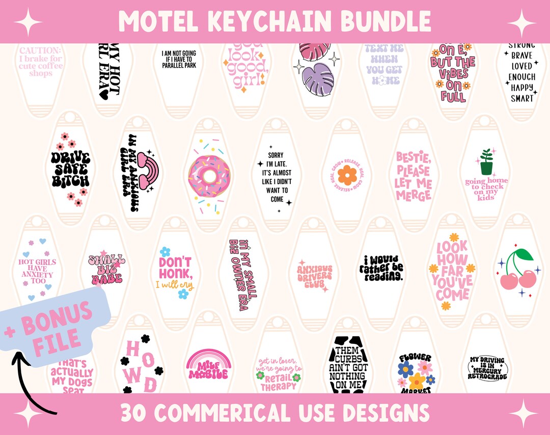 Motel Keychain SVG Bundle: Retro Designs, Cricut Cut Files (digital ...