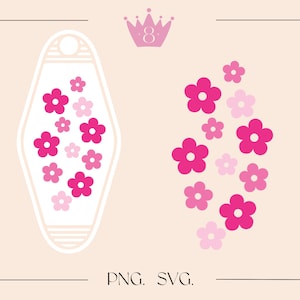 Retro daisy Motel keychain SVG, Funny quote svg, motel keychain SVG and PNG cut files, groovy retro svg, svg for keychain, flower svg file