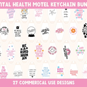 Mental Health Motel keychain SVG BUNDLE | Cricut cut files | hotel keychain svg | Retro motel Keychain | UVDTF designs
