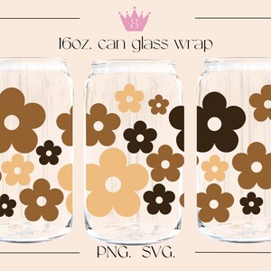 Retro Daisy Flower SVG for Libbey Beer Can Glass Wrap 16 Oz | Boho ...