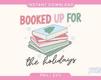Ausgebucht für die Feiertage SVG PNG: Weihnachtsbuchanhänger Sublimation (Digitaler Download)