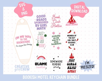 Bookish Motel Keychain SVG PNG Bundle: Trendy Sublimation Designs (Commercial Use)