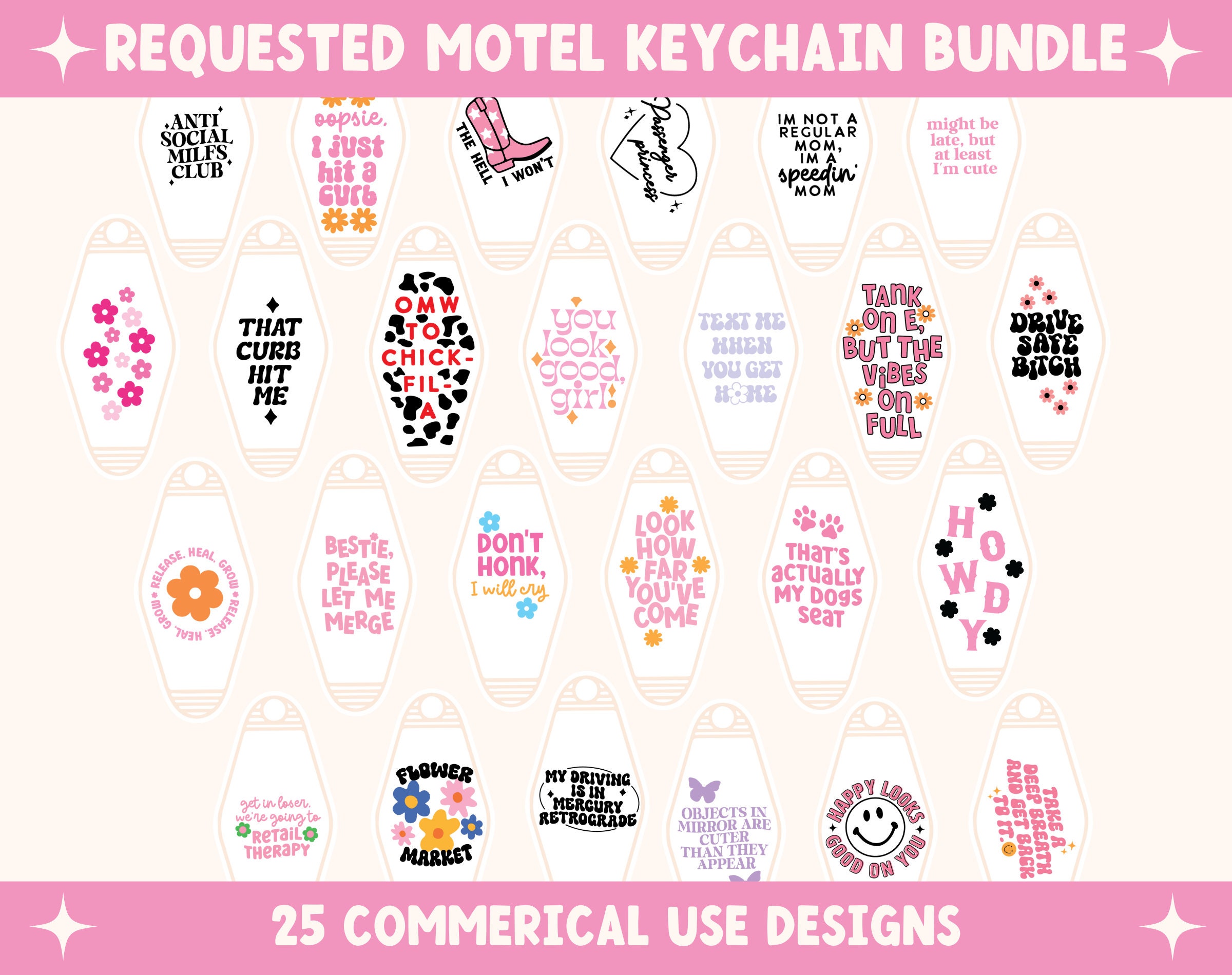 Motel Keychain SVG Bundle: Retro Designs, Cricut Cut Files (digital ...