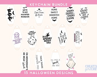 Halloween Motel keychain SVG Bundle | Cut files for cricut | Hotel Keychain svg | Funny Halloween Aesthetic | Vintage Halloween Keychains