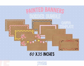Plantilla de borde de pancarta Kraft / Editar en plantilla de Canva / Letrero pintado para tu fiesta