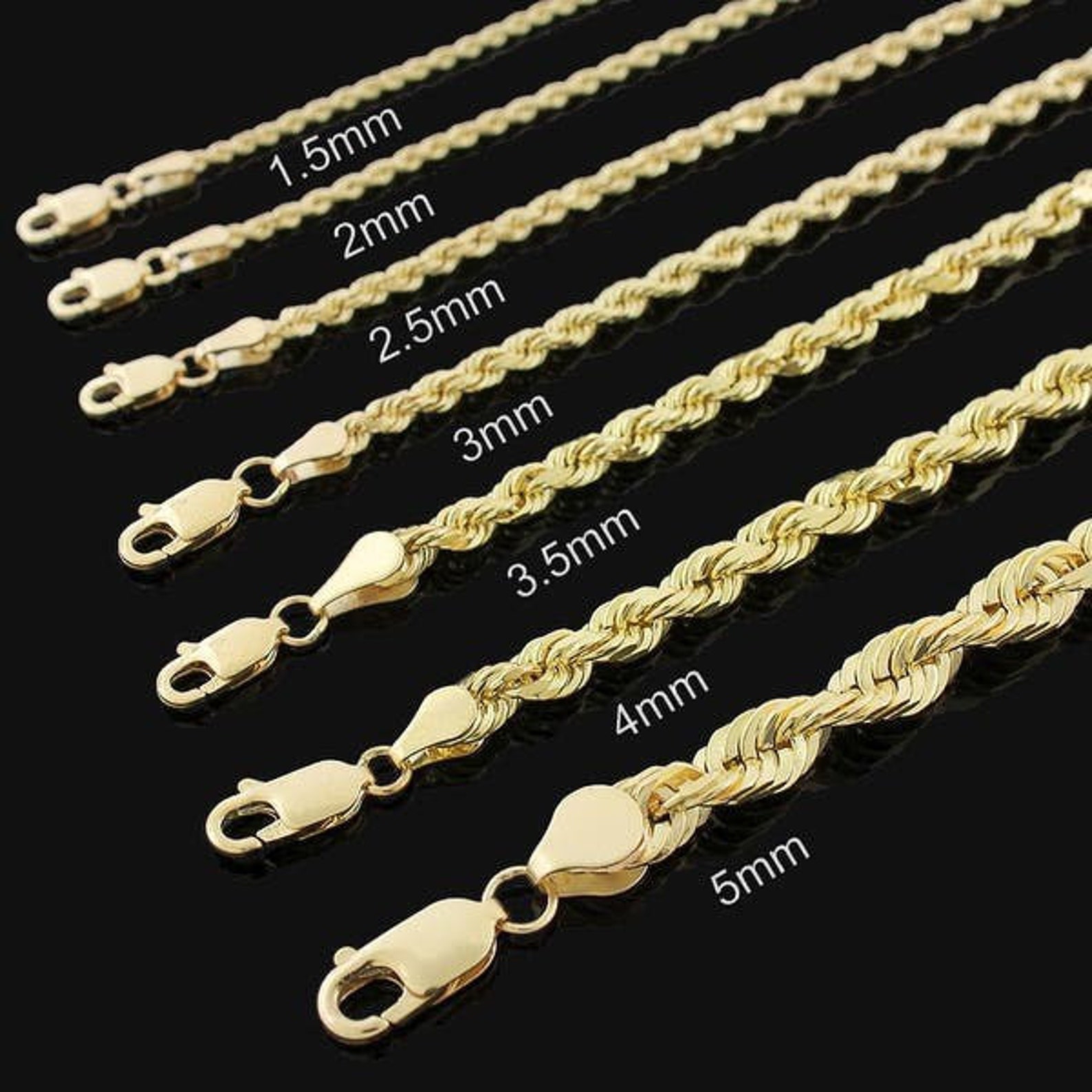 Gold Rope Chain 3mm 22 18kt Plated Craftd Style Etsy