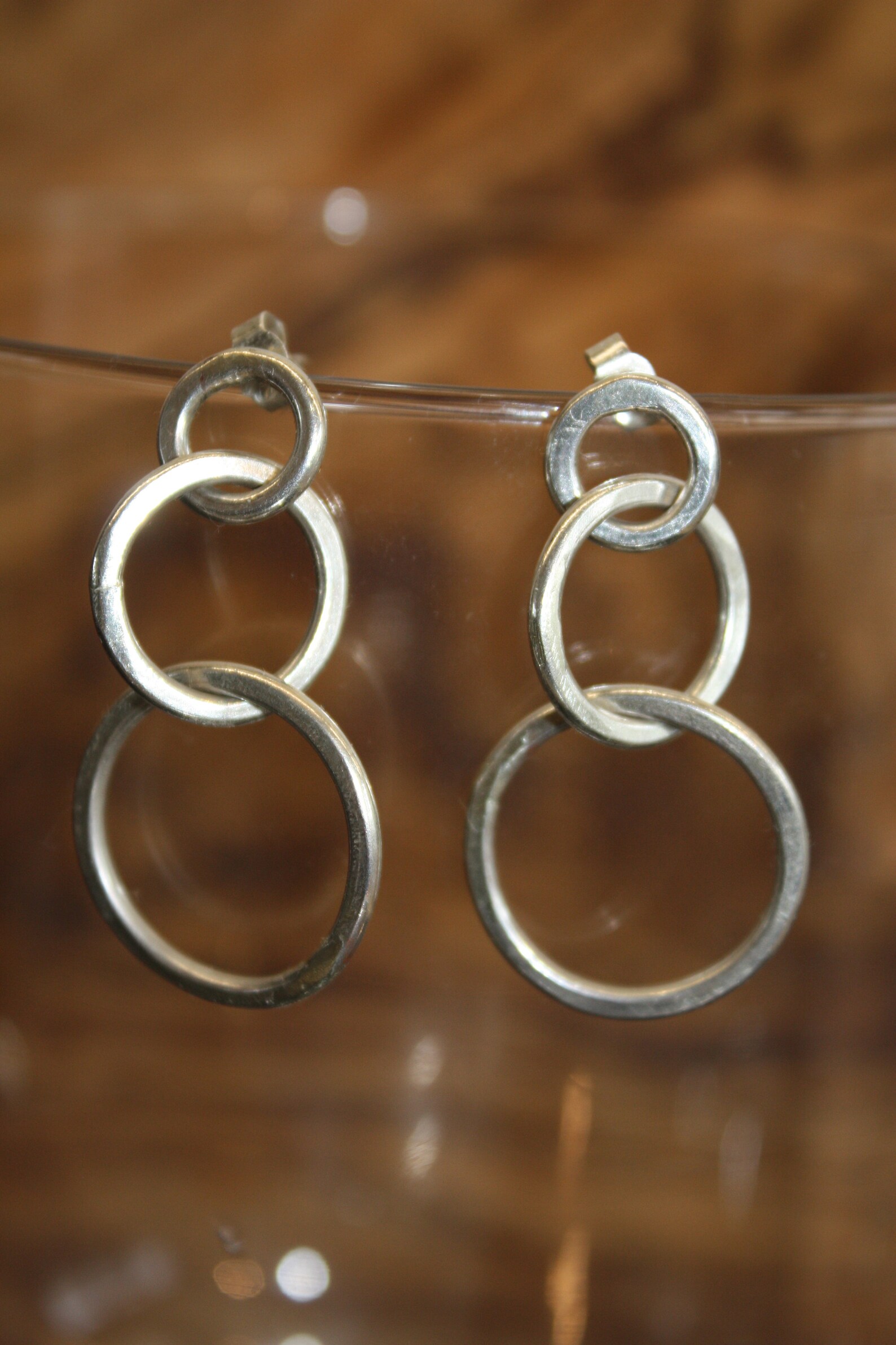 Triple Hoop Earrings Sterling Silver Handmade Etsy