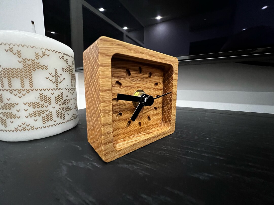 Small Wood Desk Oak Clock Silent Table Clock Modern Clock Etsy