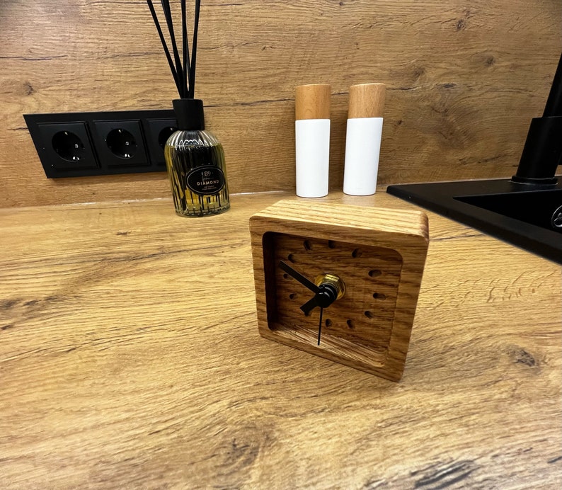 Small Wood Desk Oak Clock Silent Table Clock Modern Clock Etsy