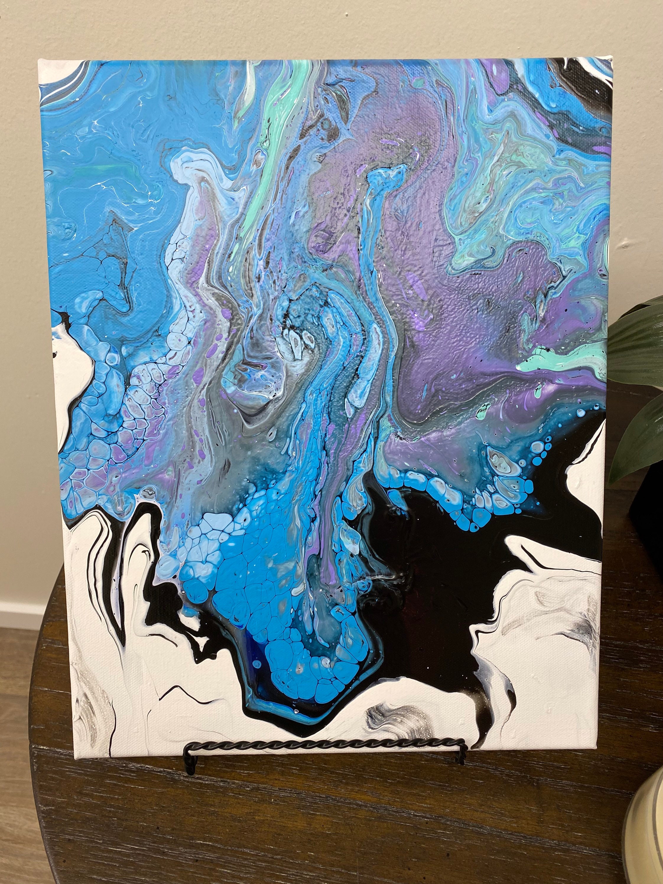 Blue & Purple Pour Painting 14 x 11 | Etsy