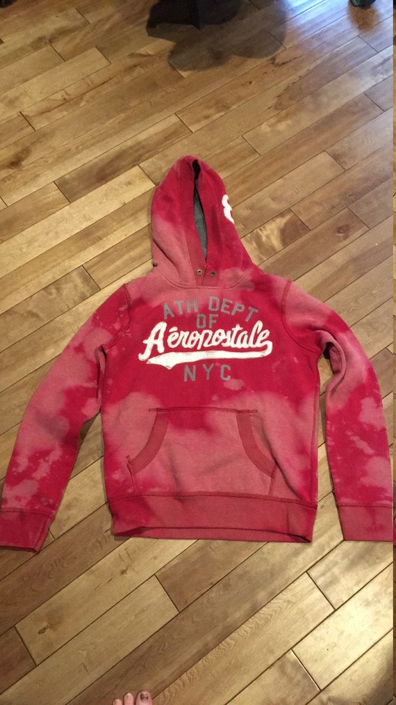 Sudadera con capucha De Aeropostale Roja Teñida de Lejía | Etsy España