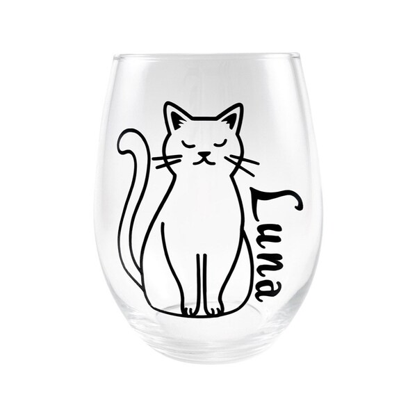 Cat on Wine Glass - Etsy
