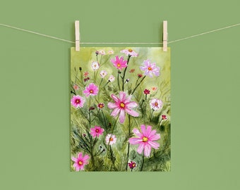 Cosmos Watercolor Print | Wall Art | Home Décor | Original Painting