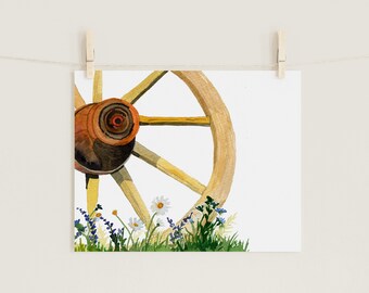 Wagon Wheel Watercolor Print | Wall Art | Home Décor | Original Painting