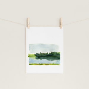 Peaceful Lake Watercolor Print | Wall Art | Home Décor | Original Painting