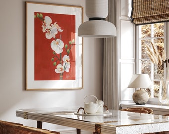 White Orchid Watercolor Print | Wall Art | Home Décor | Original Painting