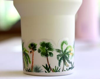 Palm Trees Clear Vinyl Sticker: Watercolor Wrap-Around Decal