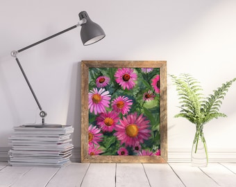 Pink Coneflowers Print | Wall Art | Home Décor | Original Painting