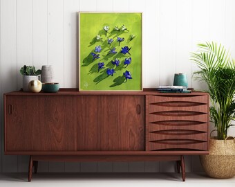 Bright Purple Larkspur Watercolor Print | July Birth Flower | Wall Art | Home Décor | Print from Hand-Painted Original