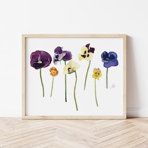 Violas Watercolor Print | Wall Art | Home Décor | Original Painting