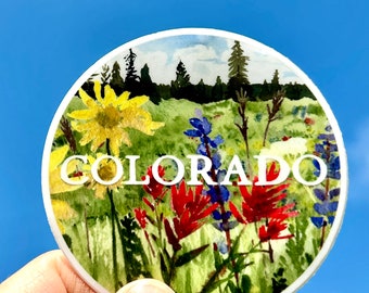 Colorado Mountain Flowers Vinyl Sticker | Waterproof | Laptop, Water Bottle Sticker
