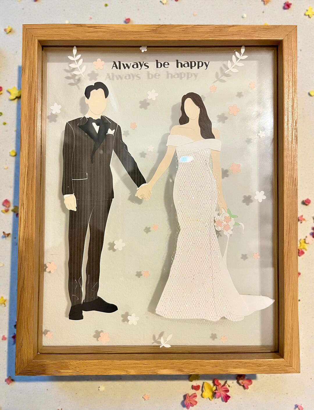 Custom 3D Paper Portrait Shadow Box, Personalized Wedding Gift, 5x7 ...