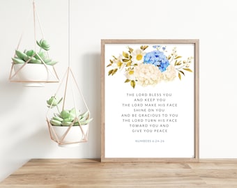 Zahlen 6:24-26 Der HERR segne tauft und bewahrt euch; der HERR lässt sein Gesicht auf Sie leuchten / / Wandkunst / / Digital Download