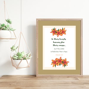 Proverbs 16:9 In their hearts humans plan their course, but the Lord establishes their steps// Wall Art // Digital Download